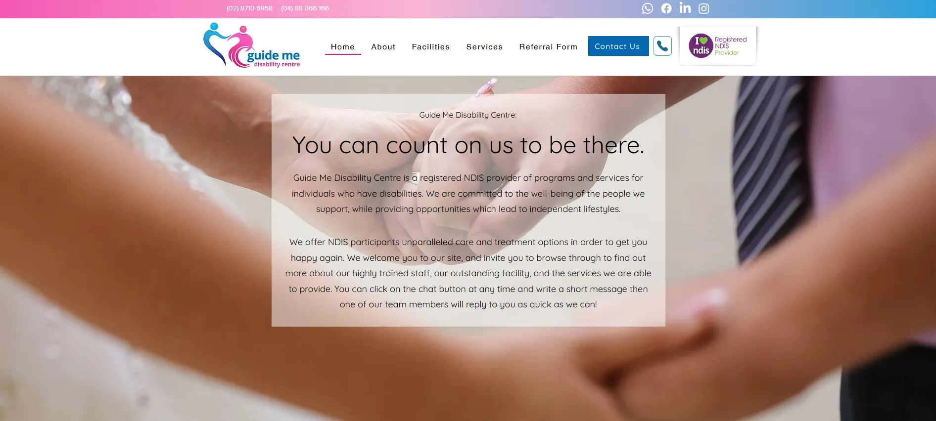 Guide Me Disability Centre website project